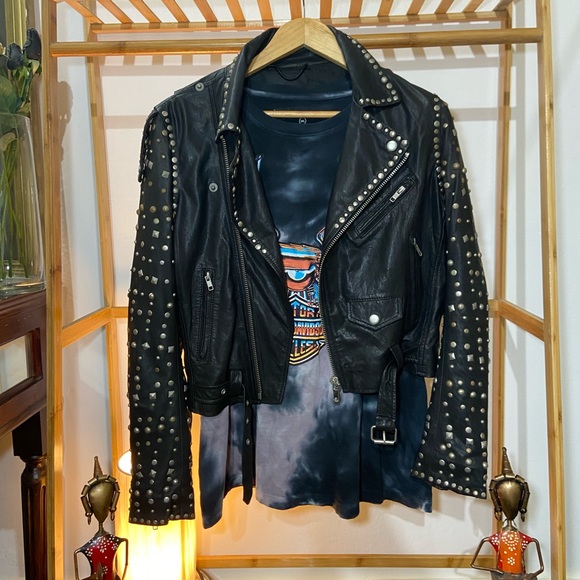 MAISON SCOTCH VINTAGE STUDDED LEATHER JACKET  . Size - M - Picture 4 of 17